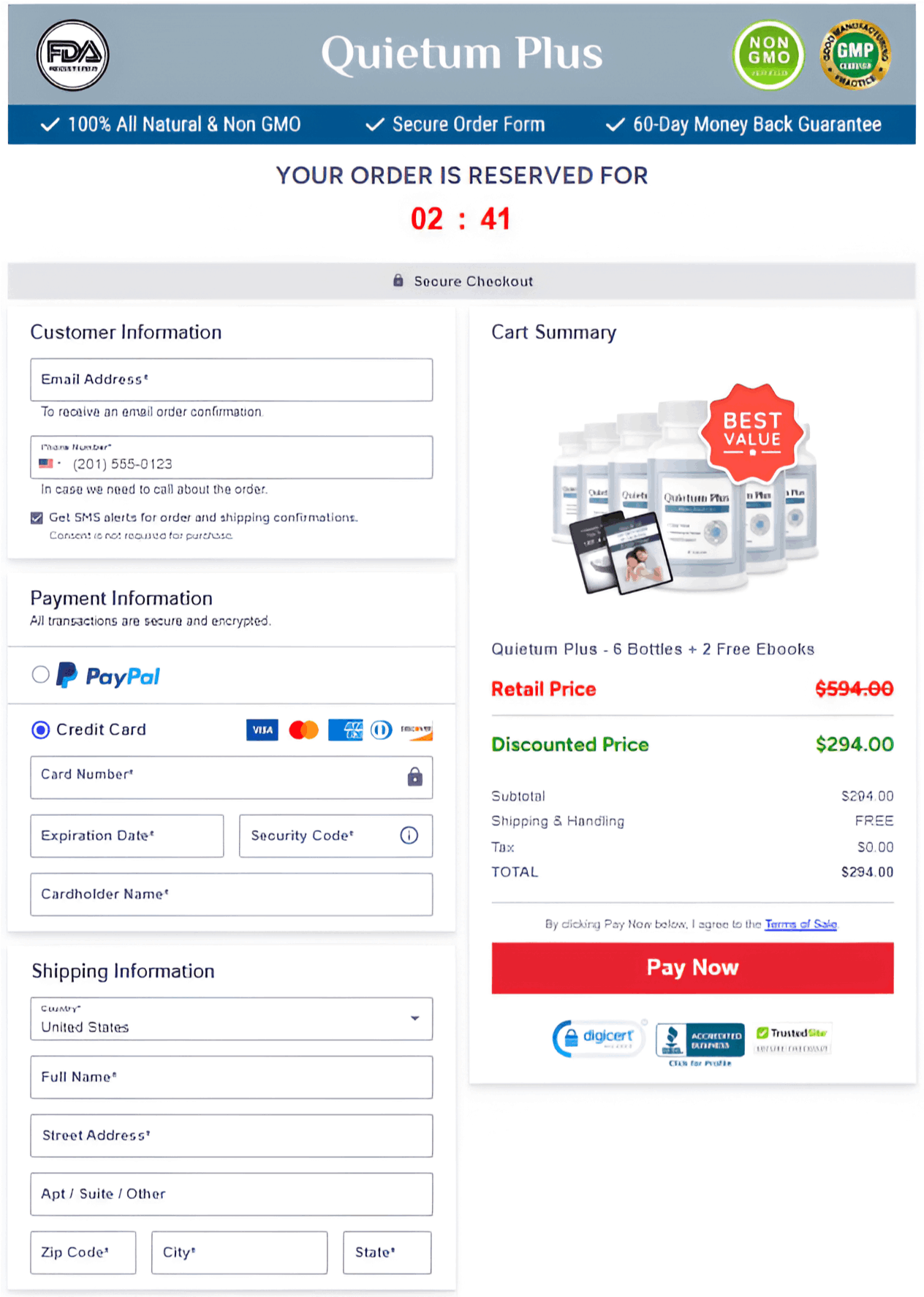 Quietum Plus - checkout page